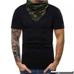 Men's Hooded Camouflage High Collar Short-Sleeved t-Shirt Shirt High Collar Stitching Casual Sports Lapel Short-Sleeved Shirt Black B07NKRD2H7